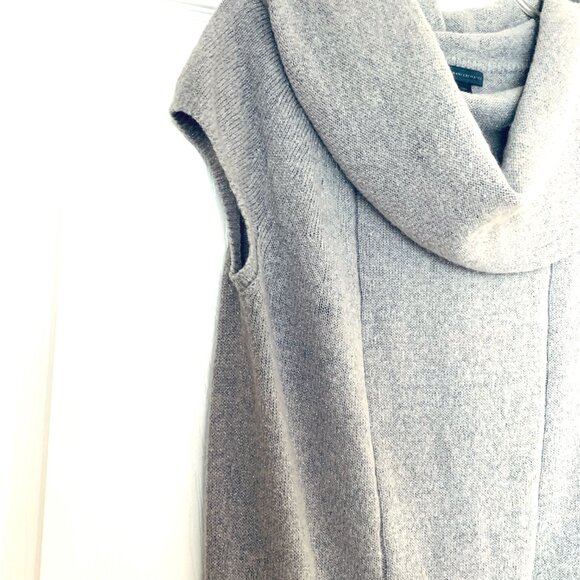 AX ARMANI EXCHANGE Designer Dress Tunic Grey Silver Thread Short Cap Sleeve Sz L - Picture 6 of 9